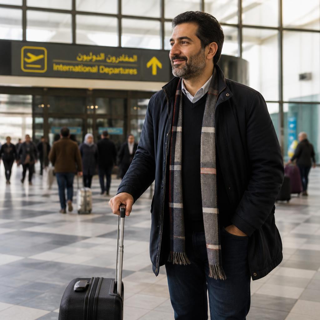A traveler on his way to the Middle East